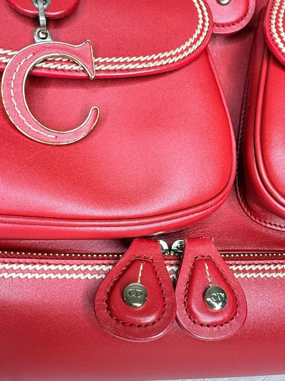 Christian Dior Large Detective Red Leather Bag 2005 John Galliano